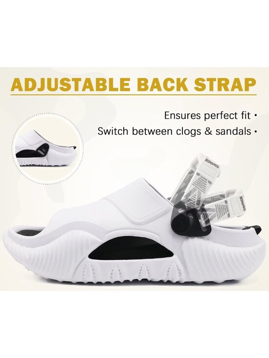 Men\'s Black White Orthopaedic Mules Recovery Sandals Summer Fascistic Casual